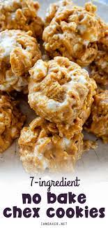 7 Ingredient No Bake Chex Cookies Cereal Recipes Cereal Recipes Desserts Cereal Treat Recipes