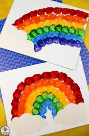 How To Make A Cotton Ball Rainbow Painting Craft Rainbow Crafts Painting Crafts Rainbow Painting