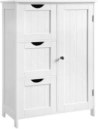 Shop white bathroom storage at the container store. Amazon Com Vasagle Bathroom Storage Cabinet Floor Cabinet With 3 Large Drawers And 1 Adjustable Shelf 23 6 X 11 8 X 31 9 Inches White Ubbc49wt Kitchen Dining