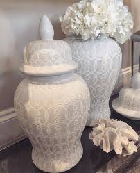 Ginger jars are quintessential accessories of the english interior. Small White And Taupe Patterned Ginger Jar Luxury Interior Designer Homeware By Ik Decor