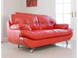 Our quality leather sofas are available in lots of shades and finishes. Verona 3 Seater Red Faux Leather Sofa W Adjustable Headrest