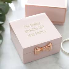 Personalised wooden engagement ring box jewellery display gift wedding engraved. Ted Baker Personalised Pink Jewellery Box The Gift Experience
