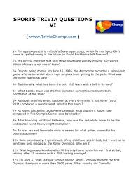 Sports quiz questions can be solved at home, in school, or with friends. Sports Trivia Questions Vi Trivia Champ