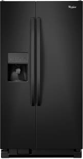 .side by side refrigerator in almond featuring a freezer on the left, ice maker, two removable shelves, baskets and door trims and a refrigerator on the right with vegetable and deli drawers, crisper with humidity samsung black stainless steel 24.7 cu. Whirlpool Wrs325fdab 36 Inch Side By Side Refrigerator With Spillguard Shelves Everydrop Water Filter Adaptive Defrost Adjustable Gallon Door Bins Accu Chill System Led Lighting 25 4 Cu Ft Capacity Pur Filter And External Dispenser Black