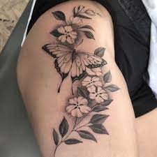 This is one of those cool butterfly tattoos which have several images running from one leg with the image continuing on the other leg. Flower Tattoo Tattoo Idea Hip Tattoos Women Butterfly In 2021 Hip Tattoos Women Hip Thigh Tattoos Thigh Tattoos Women
