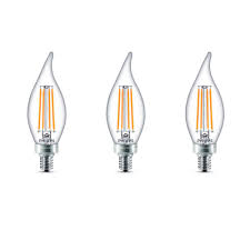 Philips 60 Watt Equivalent B11 Dimmable Edison Glass Led Candle Light Bulb Bent Tip Candelabra Base Soft White 2700k 3 Pack 477703 The Home Depot