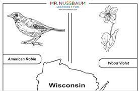 Color the flag's background blue, the letters white, and the seal red, white and yellow. Mr Nussbaum Wisconsin State Symbols