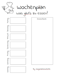Clevere wochenplan vorlage für excel: Sonjasahneschnitte