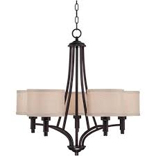Franklin Iron Works Oil Rubbed Bronze Chandelier 26 Wide Arched Arms Oatmeal Linen Shades 5 Light Fixture For Dining Room House Target