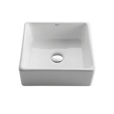 Kraus Square Ceramic Vessel Bathroom Sink In White Kcv 120 The Home Depot White Vessel Sink Square Bathroom Sink Ceramic Bathroom Sink