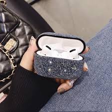 Airpods Pro Case Glitter Bling Crystal Sequins Airpods Cover Black In 2020 Earphone Storage Airpods Pro Earphone Case