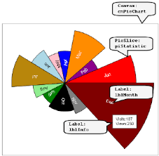 A Custom Pie Chart Representing The Monthly Visits And Views