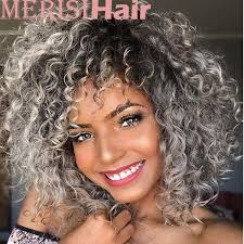 New Spanish Wig Brazilian Hair Fashion Black Ombre Grey Wig For Women Color Black Grey Wish Curly Hair Styles Ombre Curly Hair Grey Curly Hair
