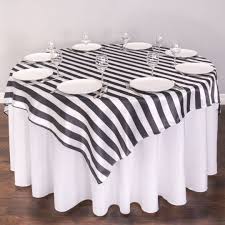 Black And White Striped Tablecloth Uk 85 In Square Striped Satin Overlay In 2020 Striped Table Nautical Table Luxury Wedding Decor