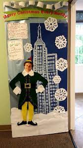 To create this festive, wintery wreath, the homeowner simply started with a simple red and white wreath and hung a pair of clean white ice skates in the middle. Elf Movie Door Decoration Elf Christmas Decorations Christmas Door Decorating Contest Elf Movie