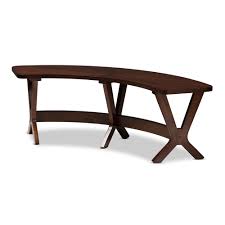 Showcasing a modern chic style with the bench's sleek silhouette, this dining bench instantly enhances your dining experience with. Mid Century Walnut Wood Curved Dining Bench Overstock 27735402