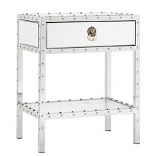 A perfect canvas for an array of decor, this coffee table is ideal for displaying framed family photos for personal charm, or sculpted gear figurines for a touch of industrial flair. Ansley Mirrored Nailhead Stainless Steel End Table Chrome Inspire Q Target