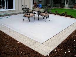 Concrete Patio With Border Something Similar To This Would Be Fun For Our House Spice It Up A Bit Concrete Patio Patio Extension Ideas Patio Stones