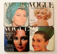 Coasters Vogue Vintage Magazine Covers Taylor Monroe Loren Hep Custom Made  Gift