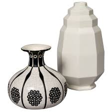 1920s Two French Art Deco Ceramic Vases Longwy And St Clement 1 Pinched Neck Flared Rim Bulbous Ceramic Vas Antique Vase Vases For Sale French Art Deco