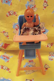 vintage hard plastic doll high chair with tiny baby doll etsy doll high chair plastic doll high chair