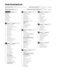 Anyone Have A Druid Spell Sheet Like The One Linked That