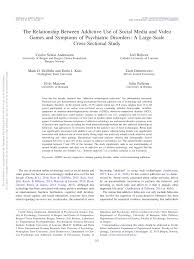 Pdf The Relationship Between Addictive Use Of Social Media And Video Games And Symptoms Of Psychiatric Disorders A Large Scale Cross Sectional Study