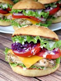 Chicken Burgers With Yogurt Pesto Sauce Chicken Burgers Food Healthy Recipes