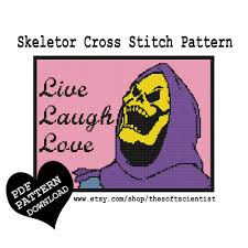 Skeletor Live Laugh Love Subversive Cross Stitch Funny Comic Etsy