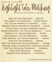Guide For Maskcara Highlight Color Matching Maskcara Maskcara Beauty Maskcara Makeup