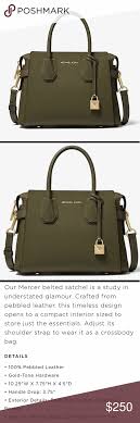 Nwt Michael Kors Mercer Handbag Michael Kors Pebbled Leather Belted Satchel Rich Olive Green With Handbags Michael Kors Michael Kors Mercer Michael Kors Bag