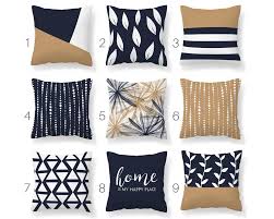 Deep Navy Brown Throw Pillow Cover Khaki Blue Mix And Match Etsy Brown And Blue Living Room Throw Pillow Combinations Brown Throw Pillows
