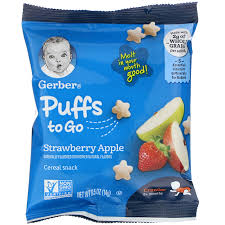 Anyone giving these little cereal things to their baby? Gerber Puffs To Go 8 Months Strawberry Apple 12 Snack Packs 0 5 Oz 14 G Each Iherb