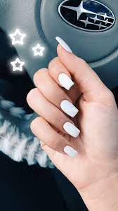 White Tapered Square Tapered Square Nails Trendy Nails Quinceanera Nails