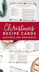 Printable Christmas Recipe Card Editable Pdf Template Clementine Creative Christmas Recipe Cards Christmas Recipe Cards Printable Recipe Cards Template