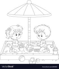 We then color them in with crayons. Little Girl And Boy Playing In A Sandpit On A Children Playground Download A Free Preview Or High Quality Adobe Ill Kids Playing Fairy Drawings Coloring Books