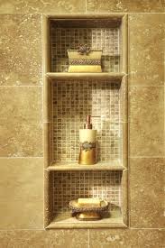 Representation Of Built In Shower Shelves As The Practical Way Of Storing The Bath Supplies Traditional Bathroom Shower Shelves Shower Remodel