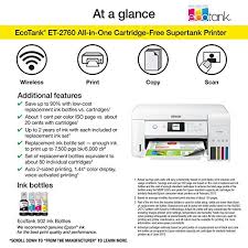 Select the os that suits your device. Epson Ecotank Et 2760 Wireless Color All In One Cartridge Free Supertank Printer With Scanner And Copier Pricepulse