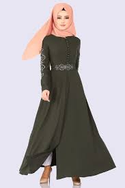 Modaselvim مانطويات Kol Ve Kemeri Nakisli Ferace 8911w153 Haki Basortusu Modasi The Dress Elbiseler