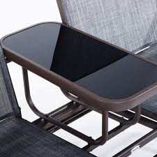 Outsunny 2 Person Outdoor Mesh Fabric Patio Double Glider Chair W Center Table Continue To The Product At The Imag Furniture Wood Bench Outdoor Patio Swing