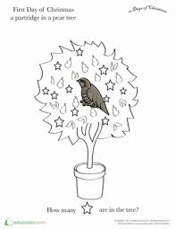 Partridge in pear tree coloring pages. A Partridge In A Pear Tree Worksheet Education Com