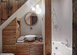 Remodeling small bathroom with slanted ceiling. Small Attic Bathroom With Slanted Ceiling And Pedestal Sink Sloped Ceiling Bathroom Small Attic Bathroom Bathroom Design Small