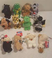 Lot Twelve 12 New Enesco Nici Wild Nici Bean Bag Plush Animal Key Chains Plush Animals Plush Brown Dog