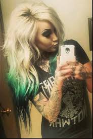 Green Black And Blonde Beautiful Hair Black And Green Hair Green Hair Scene Hair