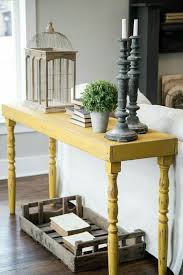 Gorgeous Mustard Yellow Sofa Table Perfect For A Farmhouse Living Room Sofa Table Decor Decor Table Behind Couch
