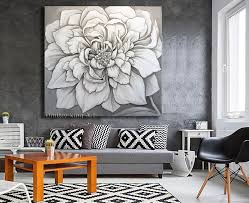 Black And White Flower Canvas Wall Art Extra Large Flower Oil Painting Single Flower Painting Floral Canvas Wall Art Monochrome Art Deco Black And White Bedroom Decor Floral Wall Art Canvases Oil Painting Flowers Wall Canvas