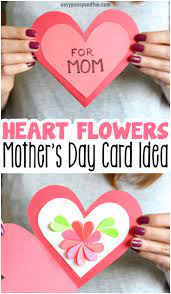 You can make it with the word mom, weld your own text or cut. Heart Flowers Mothers Day Card Easy Peasy And Fun