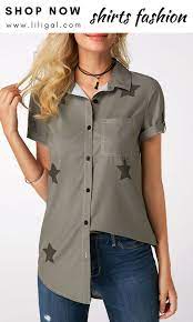 Usd31 11 Button Up Chest Pocket Grey Shirt Liligal Blouse Tshirt Ladies Blouse Designs Ladies Tops Fashion Grey Shirt