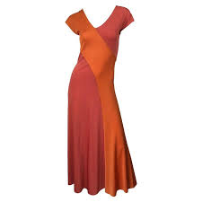 1970s Hiroko Salmon Coral Color Blocked Slinky Vintage 70s Bias Maxi Dress In 2020 Silk Tank Dress Vintage Maxi Dress Dropwaist Dress