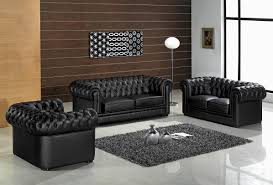 It includes a sofa, loveseat, and an ottoman all built on a solid pine wood frame with features tapered block feet and rolled arms the cahlil 3 piece leather living room set lures you in with its ruggedly handsome design. Paris 1 Contemporary Black Leather Living Room Furniture Sofa Set